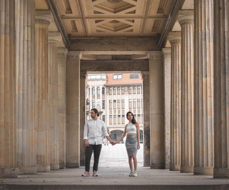 a beautiful couple on a romantic city break to Berlin