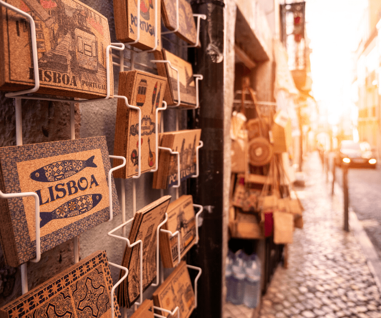 A souvenir stand in Lisbon, an amazing choice for a short city break