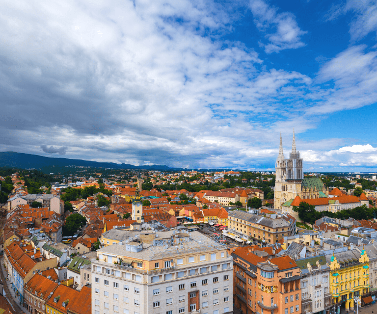 A view over the city of Zagreb, one of the best destinations for a Croatia getaway