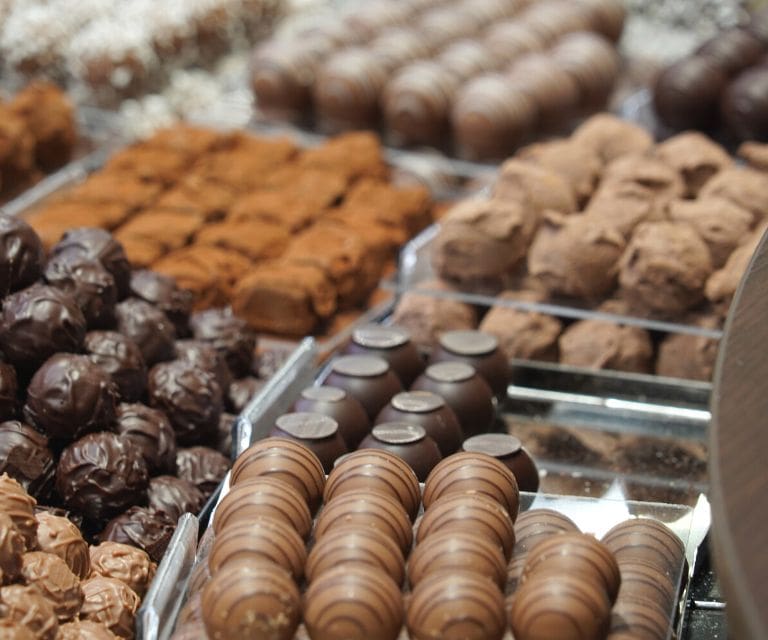 A variety of Swiss chocolates, a must-try treat on a city break to Zurich