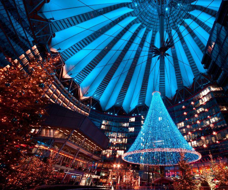 Beautifully decorated Sony Center in Berlin, a must visit place on a Christmas getaway