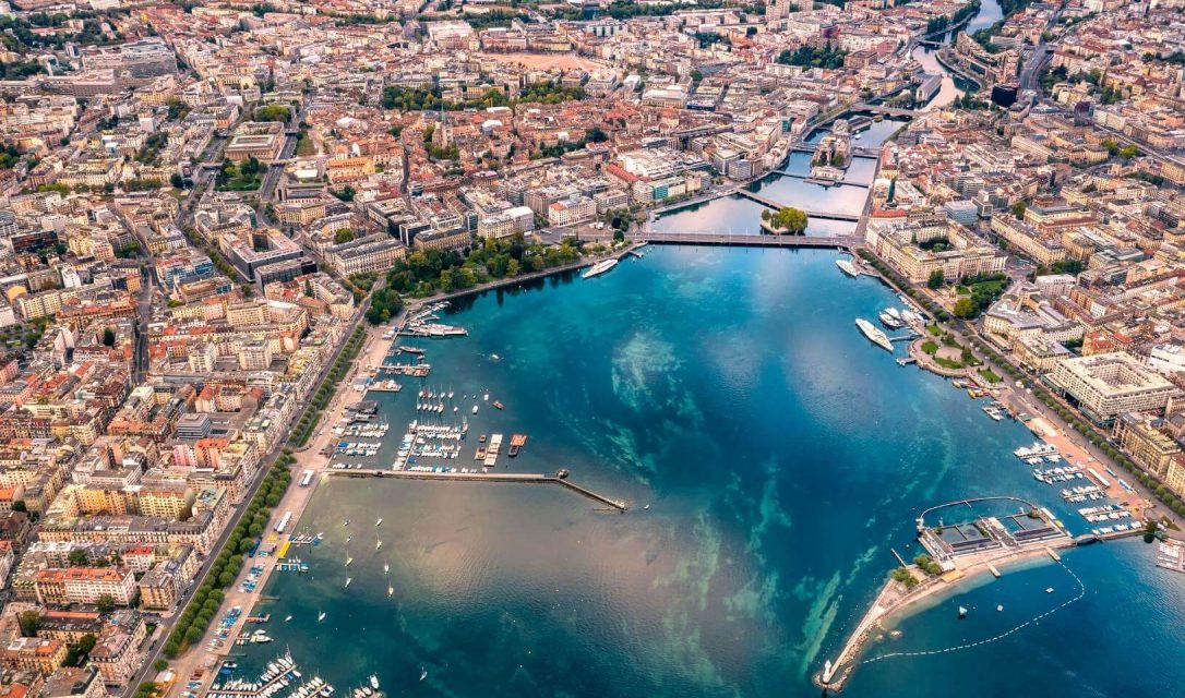 Aerial view of Geneva, a wonderful choice for a weekend-break in Switzerland