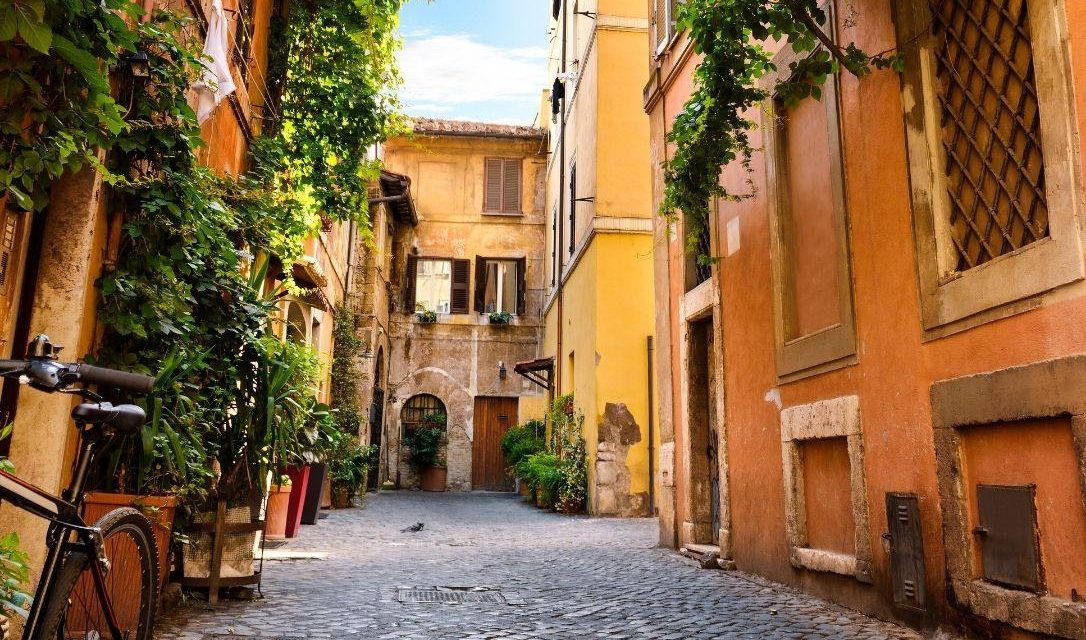 One of the charming streets of Trastevere District, a must-visit place on a getaway to Rome