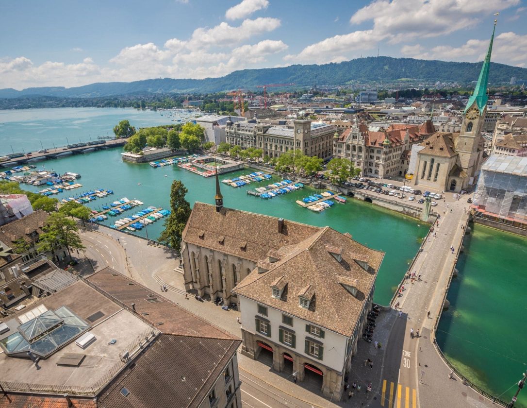 A bird-eye view of Zurich, a great option for a Switzerland weekend break