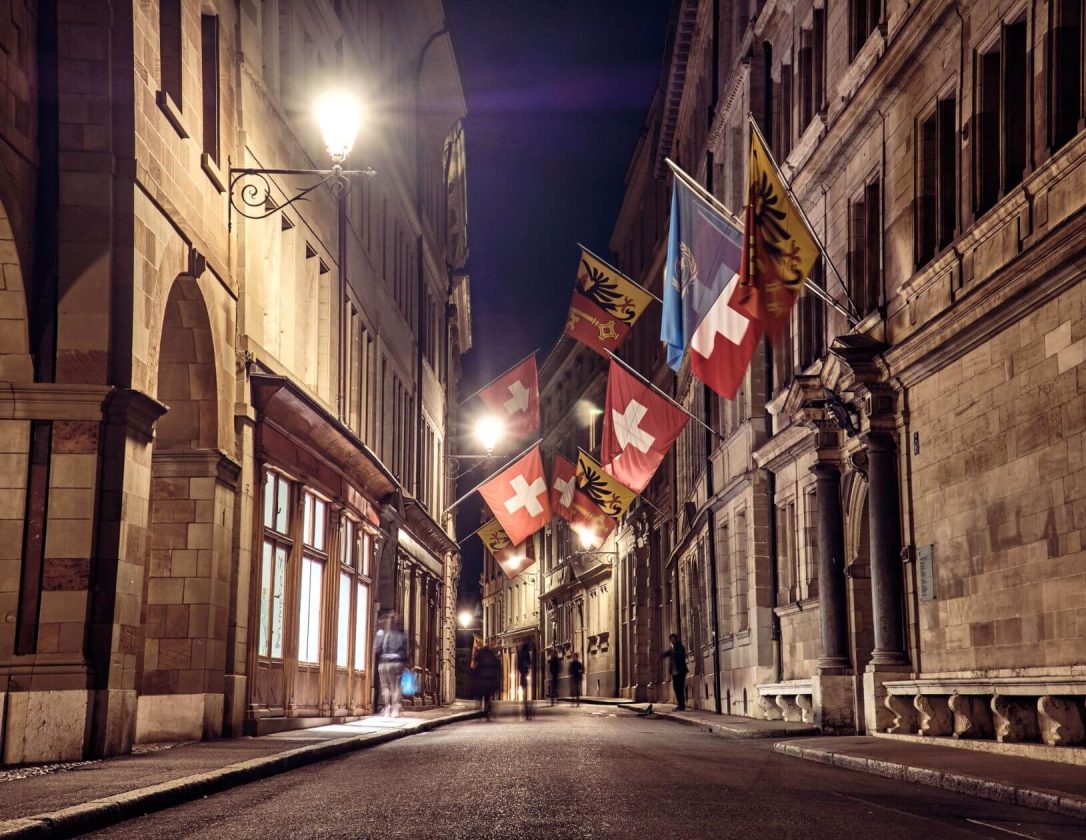 A beautiful street in Geneva, a perfect destination for a luxury weekend away